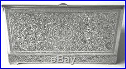 Rare Superb Quality Heavy Large Antique Signed Persian Solid Silver Box Stunning