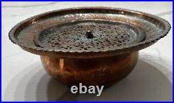 Rare Antique Engraved Inlaid Islamic Tinned Copper Hand Wash Basin Bowl Dish