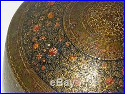 Rare Antique Islamic Indo Persian Papier Mache Lacquer Turban Box Case 19th