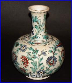 Rare Antique Islamic Iznik Ceramic Pottery Kendi Jug Hand Painted