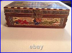 Rare Antique Micro Msaic Persian Marquetry Inlay Hinged Box Khatam-kari
