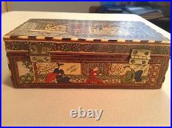 Rare Antique Micro Msaic Persian Marquetry Inlay Hinged Box Khatam-kari