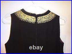 Rare Antique Mid- Eastern Kaftan Wool Dress Hand Embroidered With Golden Thread