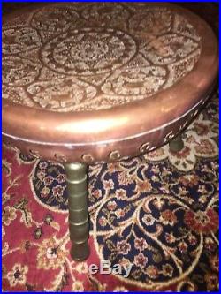 Rare Antique Middle Eastern, Arabic Copper Stool / Table Very Solid 1900c