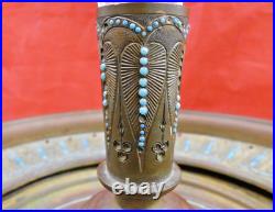 Rare Antique Middle Eastern Persian Qajar Period Center Piece Turquoise & Carnet