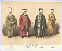 Rare French Lithograph Folio #12 Ottoman Court Costumes by ARIF PASHA Paris 1863