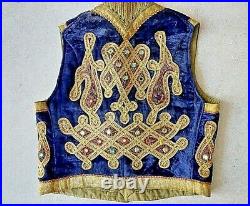 Rare Jewish Antique Ottoman Embroidered Embedded Vest Jacket Velvet Judaica