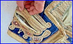 Rare Jewish Antique Ottoman Embroidered Embedded Vest Jacket Velvet Judaica