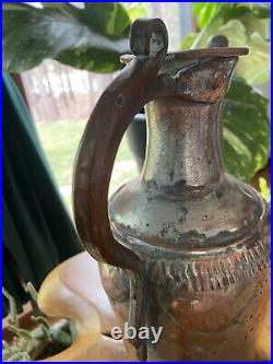 Rare Middle Eastern Ewer / Antique Water Sprinkling Ritual Pitcher Copper