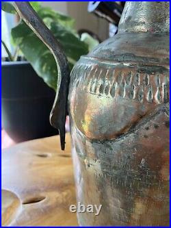 Rare Middle Eastern Ewer / Antique Water Sprinkling Ritual Pitcher Copper