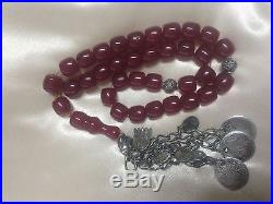 Rare Nice Ottoman Turkish Islamic Cherry Bakelite Amber Prayer Beads