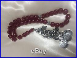 Rare Nice Ottoman Turkish Islamic Cherry Bakelite Amber Prayer Beads