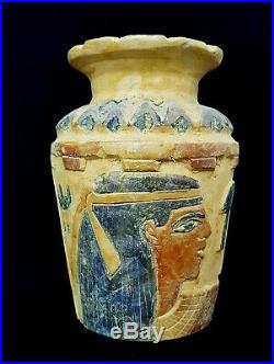 Rare Vessel Egyptian Ancient Egypt Stone Old Kingdom Faience Bc Antique Vase