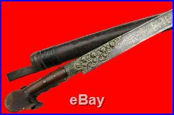 Rare Year 1223=1808 Islamic Ottoman Turkish YATAGAN Sword, Gold & Silver Inlaid