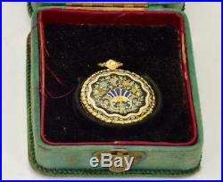 Rare antique French Souriau a Paris 18k gold&enamel pocket watch&box. FOR REPAIR