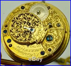 Rare antique J. Hartigrave, Greenwich Verge Fusee pocket watch for Oriental market
