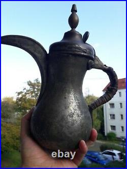 Raslan Antique Arabic Islamic Dallah Coffee Pot Bedouin Copper Middle East Rare