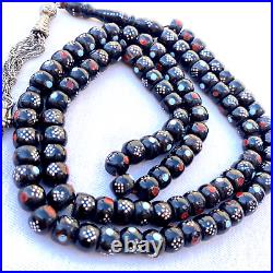 Red sea yemeni 99 Prayer Beads Yemen Natural Black Coral Yusr worry beads