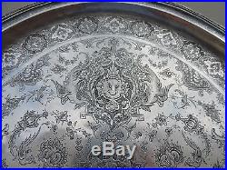 SPECTACULAR ANTIQUE PERSIAN ISFAHAN ISLAMIC SOLID SILVER TRAY 1754 gr 61.8 OZ