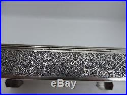 SPECTACULAR LARGE SIGNED PERSIAN ISFAHAN ISLAMIC SOLID SILVER BOX 822 gr 29 OZ