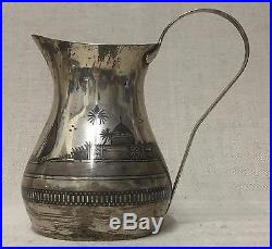 STERLING SILVER NIELLO JUG 148g MIDDLE EASTERN ARABIC PERSIAN, MAKERS SIGNATURE