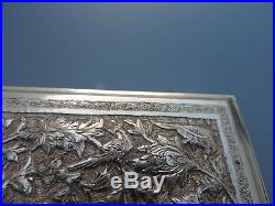 STUNNING ANTIQUE SIGNED PERSIAN ISLAMIC SOLID SILVER JEWELRY BOX 425 GRAMS 15 OZ
