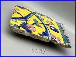 Safavid Square Tile Glazed Architecture Ceramic Earthenware Cuerda Seca 1800