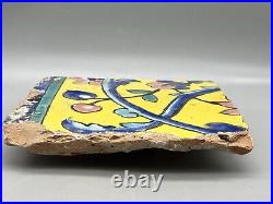 Safavid Square Tile Glazed Architecture Ceramic Earthenware Cuerda Seca 1800