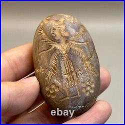 Scarce Ancient Near Eastern Winged Deity Intaglio Stone Tablet e