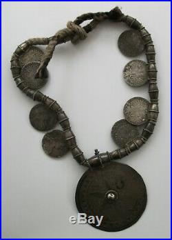 Scarce Arabia Omani Samt Mukahhal Silver Necklace 1780 Maria Theresa Thaler