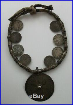 Scarce Arabia Omani Samt Mukahhal Silver Necklace 1780 Maria Theresa Thaler