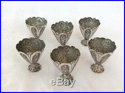 Set Of Six Ottoman Silver Zarfs
