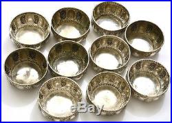 Set of 11 Persian Sterling Silver Punch Bowl Set 1964 gram