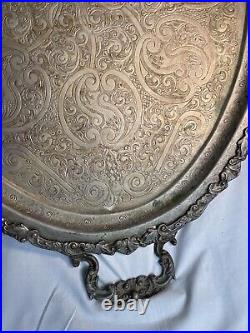 Signed Antique Middle Eastern hand hammer work tray