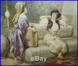 Signed Art Painting Watercolor Sultan's Favourite Middle East ARAB HAREM Women