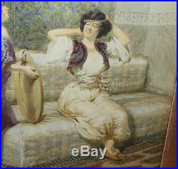 Signed Art Painting Watercolor Sultan's Favourite Middle East ARAB HAREM Women