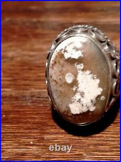 Silver Ring Agate Stone Clouds 1225 hijiri