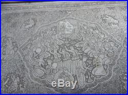 Spectacular Museum Antique Persian Islamic Solid Silver Tray 1304 Grams 45.99 Oz
