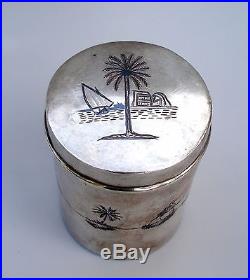 Stunning Antique 19 Century Middle Eastern Iraqi Islamic Niello Silver Box