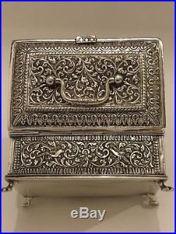 Stunning Antique Islamic Persian Indian Cutch/ Kutch Solid Silver Box /casket