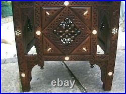 Stunning Antique Islamic Wooden Inlaid Side Table