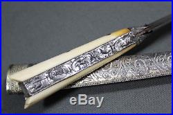 Supeb Ottoman kard dagger with wootz blade and silver sheath 19th century