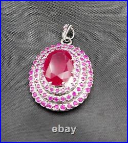 Super Excellent Quality Natural Red Ruby Gemstone Silver Pendant