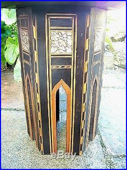 Superb Antique Hexagonal Islamic Wooden Inlaid Side Table