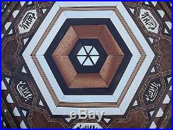Superb Antique Hexagonal Islamic Wooden Inlaid Table With Stunning Top And Shelf