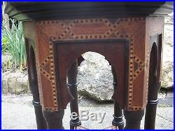 Superb Antique Hexagonal Syrian Wooden Inlaid Table With Stunning Top And Shelf