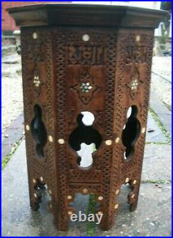 Superb Antique Islamic Octagonal Wooden Inlaid Side Table