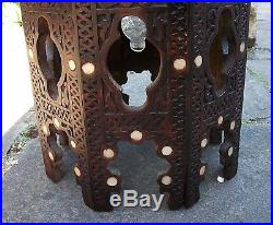Superb Antique Octagonal Islamic Wooden Inlaid Side Table