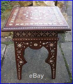 Superb Antique Syrian Wooden Inlaid Side Table