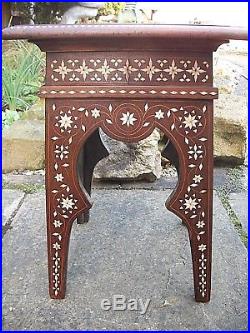 Superb Antique Syrian Wooden Inlaid Table With Stunning Top